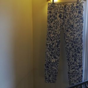 DVF x Current/Elliott Blue Floral Skinny Jeans